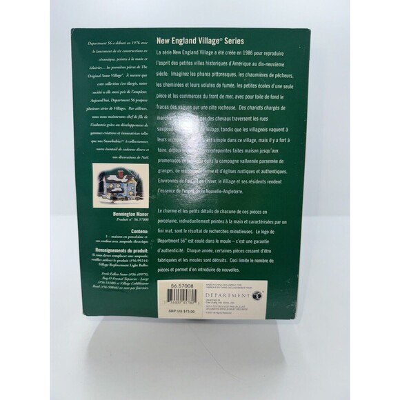 Dept 56 New England Village Series Bennington Manor #57008 Retired - Picture 8 of 13